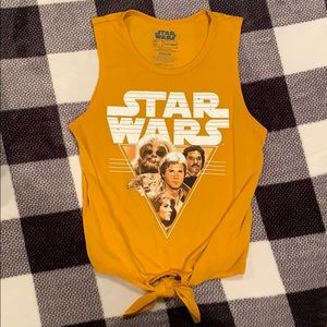 Star Wars mustard yellow tank shirt tie front